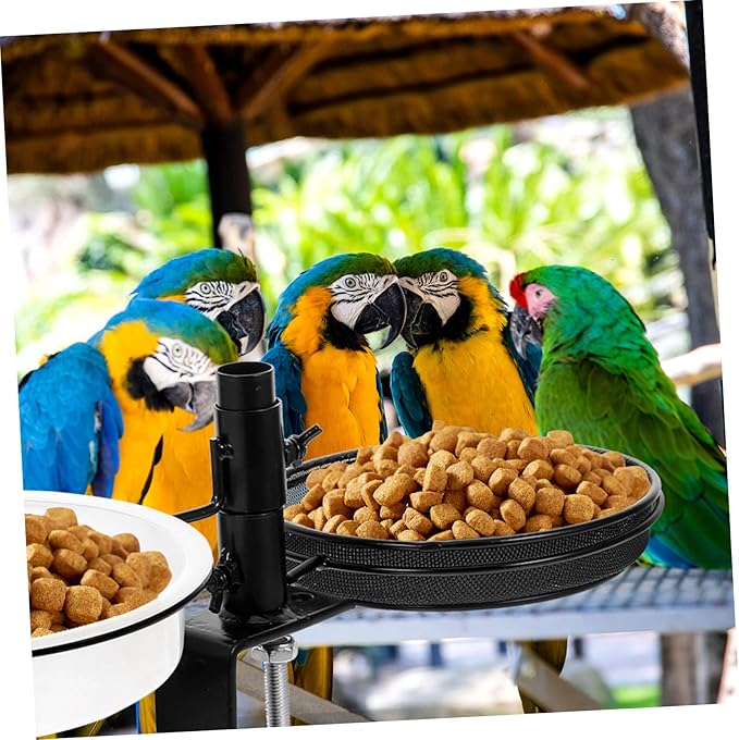 Bird Food Container Double Bowl Bird Feeder Water Dispenser for Garden and Backyard Metal Construction Easy to Install