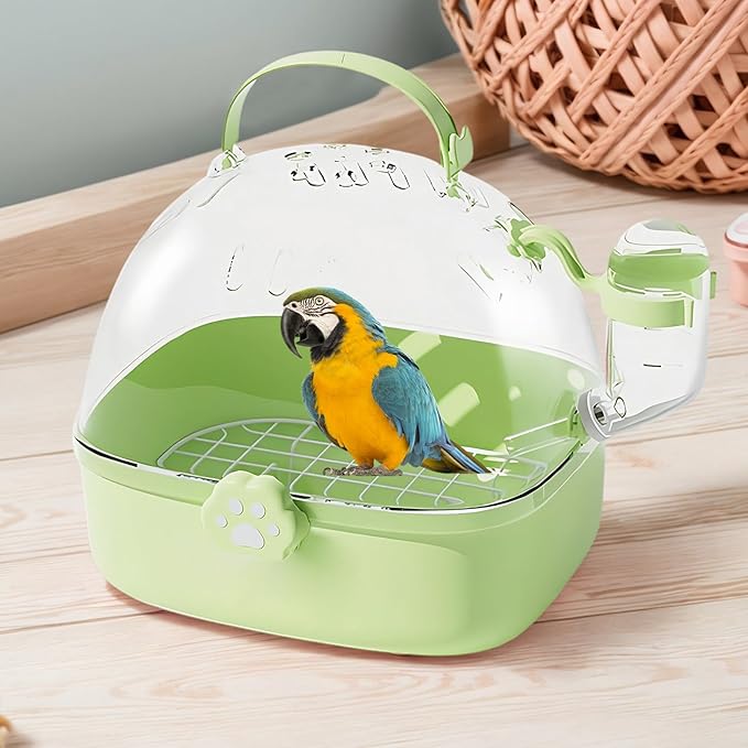 Hamster Travel Cage | PVC Chinchilla Carrier Cage with Water Bottle | Spacious Pet Bird Carrying Accessory for Hedgehog Macaws Cockatiels Sparrow Parakeet Lovebirds Conures