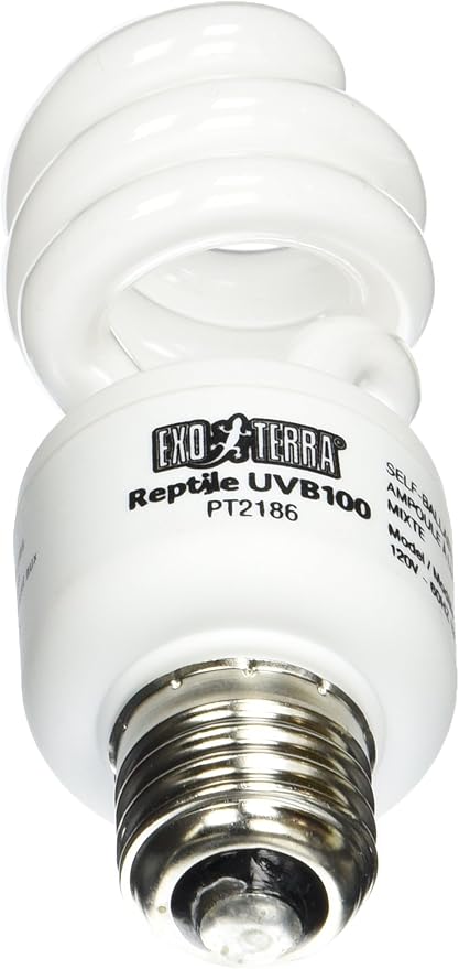 Exo Terra Repti Glo 5.0 Tropical Terrarium Lamp, Compact Fluorescent Reptile Bulb, 13 Watts, PT2186A1, whites & tans