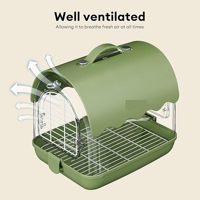 RUVOO Bird Cage Birdcage Bird Carrier Backpack with Perch, Transparent Travel Bird Cage Bag with Shade Cover Visible Window for Parrots Budgie Bird Cages (Color : Green)