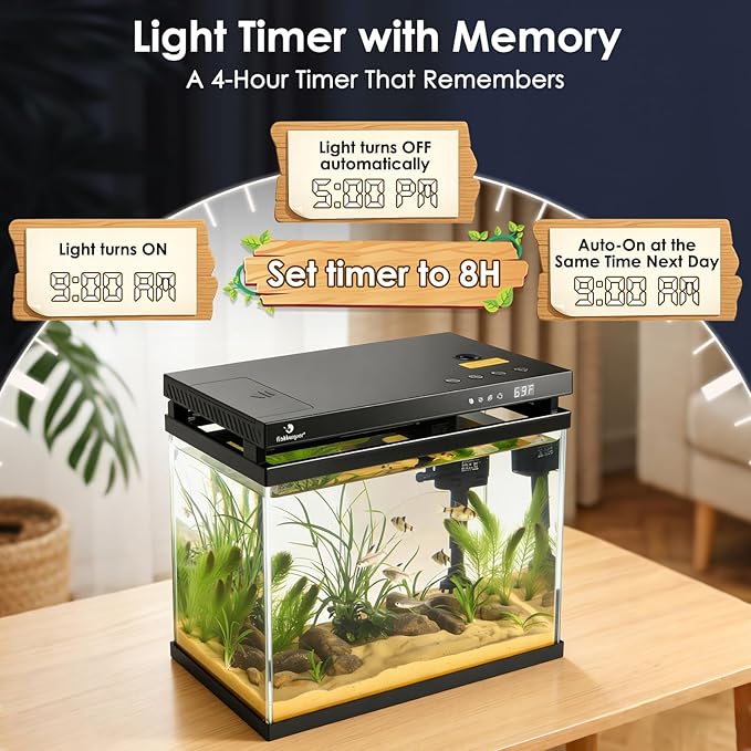 fishkeeper 2.3G Smart Aquarium - HD Glass Fish Tank Kits with Auto Feeder, Self-Cleaning Silent Filter Pump, Aromatherapy, Temperature Display & 7-Color RGB Lights for Desktop, Office, Room
