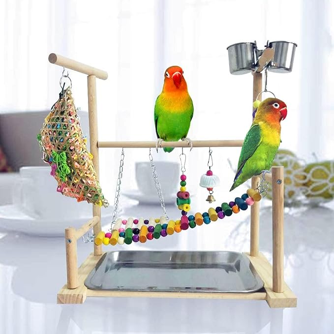 kathson Bird Playground,Parakeet Play Stand,Parrots Play Gym with Food Bowls,Cockatiel Playstand with Chewing&Exercise Toys,Birds Perch Stand for Budgie Conures Lovebirds