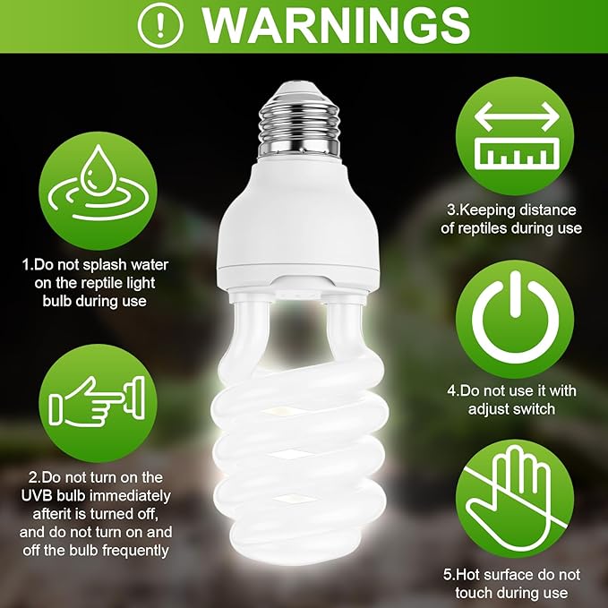 Reginary 4 Pcs UVB Reptile Light 10.0 26W Tropical and Sub-Tropical UVA UVB Bulb Compact Fluorescent Lamp Tropical Terrarium Lamp for Chameleons, Lizards, Tortoises, Snakes, Iguanas & Turtles