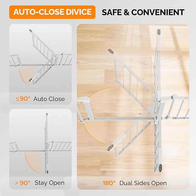 Bonnlo 82-Inch Versatile Safety Gate Metal Baby/Pet Gate Configurable Dog Barrier - Ideal for Wide Door Openings, Stairways, Doorways, Includes Wall Mounts
