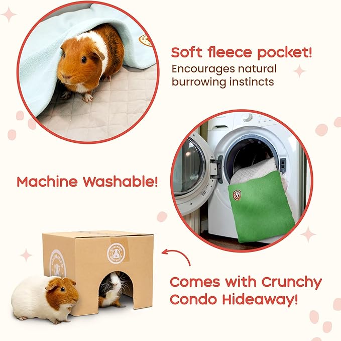 GuineaDad Original Liner - Yellow Fleece Guinea Pig Bedding - Reusable Guinea Pig Cage Liner - Extra Absorbent with Waterproof Bottom and Burrowing Pocket - Small Pet Supplies - 2x3 C&C
