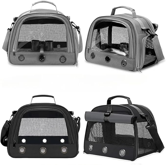 New Parrot Cage Breathable Pet Bird Bag with Perch Tray and Curtain - Ideal Bird House for Parrots and Small Birds(Black)