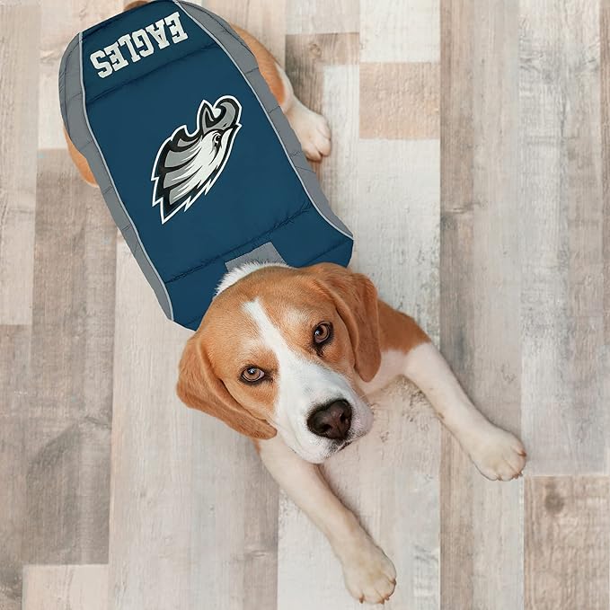 NFL Philadelphia Eagels Puffer Vest for Dogs & Cats, Size Large. Warm, Cozy, and Waterproof Dog Coat, for Small and Large Dogs/Cats. Best NFL Licensed PET Warming Sports Jacket