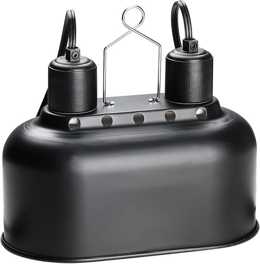 Simple Deluxe Dual Dome Reptile Light Fixture with Separate Switches, Fits Max 100W Reptile Heat Lamp/UVB Light, for Amphibians Terrarium and Tortoise Habitat