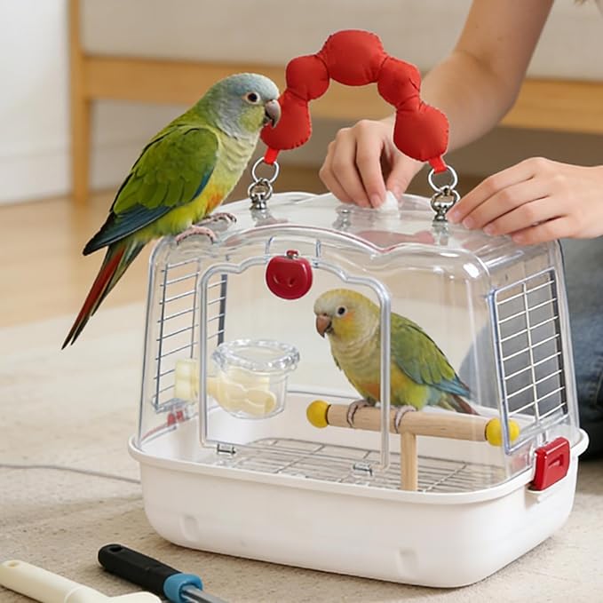 Acrylic Bird Travel Backpack, Lightweight Avian Carry Bag, Breathable Pet Carrier with Mesh Panels, Comfortable Shoulder Transport with Secure Zipper, Modern Clear Design for Stylish Shape