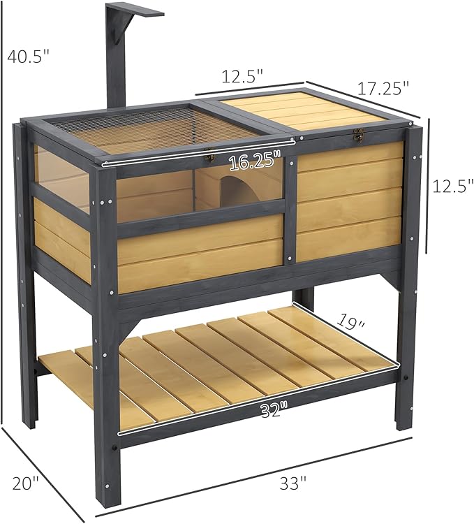Turtle Habitat Enclosure, Large Wooden Tortoise House for Indoor and Outdoor Use, Reptile Enclosure with Openable Roof & Secure Locking System (Yellow+Storage Shelf)