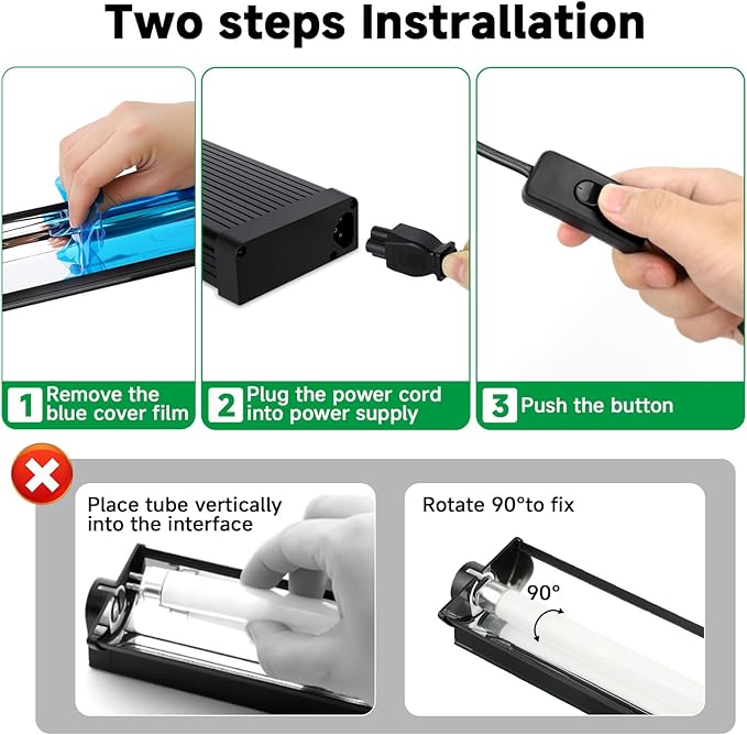 T5 UVB Reptile Light Fixture Upgrade Square HO UVB Bulb Lighting Combo Kit 10.0 UVB Light for Reptiles Terrarium Fluorescent 8W Reptile Light Bar UVA UVB Desert Lamp for Bearded Dragon Turtle Tank
