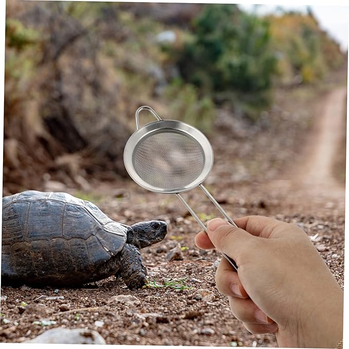 Toyvian 2pcs Stainless Steel Reptile Sand Scoop Shovel for Efficient Litter Cleaning for Tortoise Lizard Snake Substrate Comfortable Handle Durable Design Fine Mesh Filtering