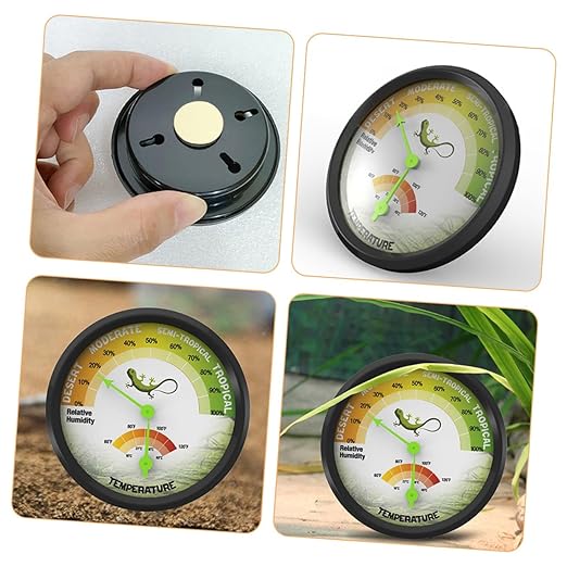 High Precision Mechanical Reptile Hygrometer Thermometer for Turtle and Leopard Gecko Tanks Dial Humidity Gauge with Sensor Easy Installation and Design