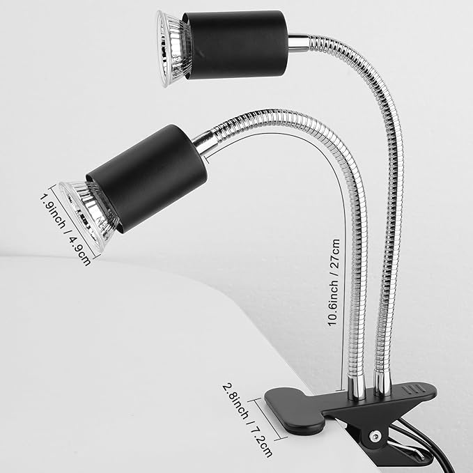 Reptile Heat Lamp, Dual-Head UVA UVB Reptile Light, Heating Lamp with Cycle Timer, Heat Lamp for Reptiles Bearded Dragon Turtle Crab Snake Lizard, Separate Control, 3 Basking Bulbs Light