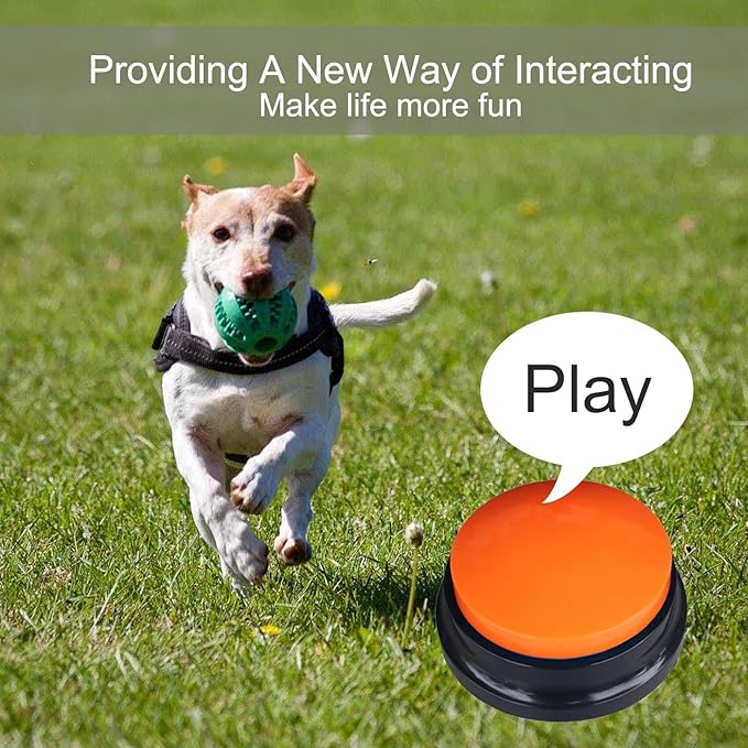 4 Color Voice Recording Button, Dog Buttons for Communication Pet Training Buzzer, 30 Second Record & Playback, Funny Gift for Study Office Home (Purple, Green, Yellow, Pink)