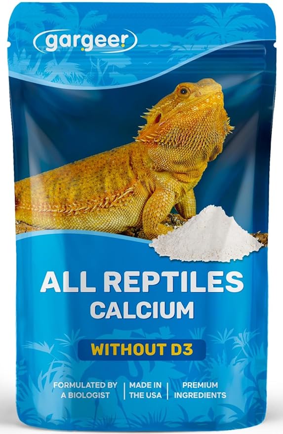 Gargeer 4oz All Reptile Calcium Powder, Phosphorus-Free Ultrafine Powder, Pure Dust Without Vitamin D3, Ready to Use for All Reptiles, Lizards & Amphibians Supplement. Made in the USA. Enjoy !