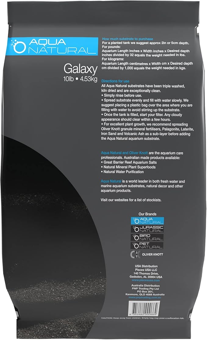 Aqua Natural Galaxy Sand 20lb Substrate for aquascaping, Aquariums, vivariums and terrariums, Black