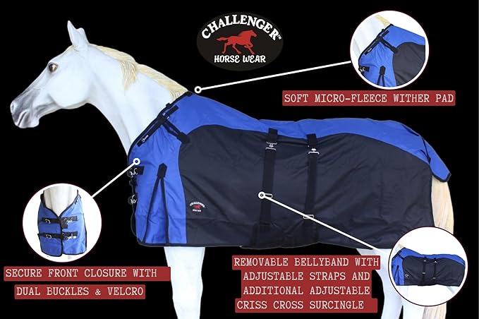 74" 1200D Turnout Lightweight Bellyband Rain Horse Winter Blanket Sheet 385B