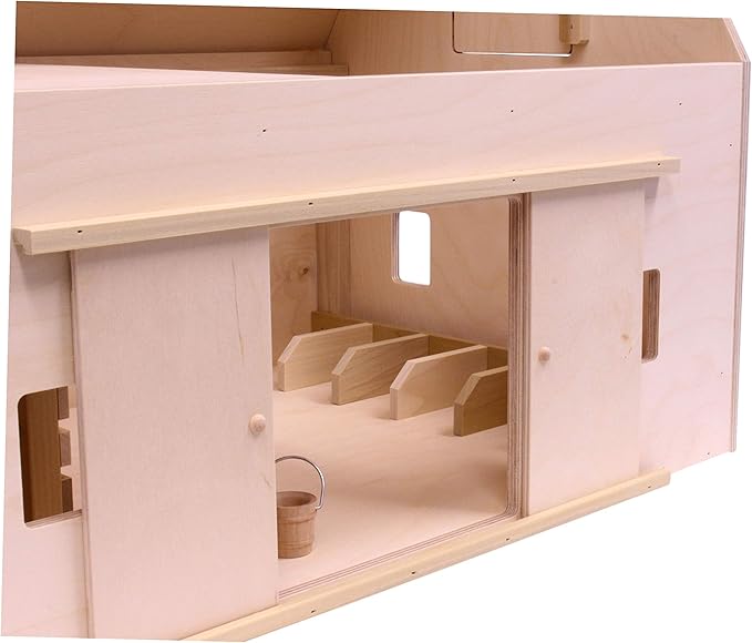 AmishToyBox.com Large Wooden Hip-Roof Barn Toy with Hay Loft, Amish-Made, Solid Wood Construction