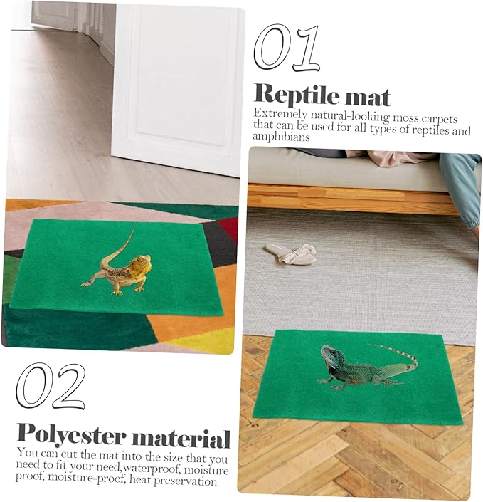 MERRYHAPY 2pcs Tortoise Supply Snake Bedding Reptile Mat Decorative Enclosure Carpet Reptile