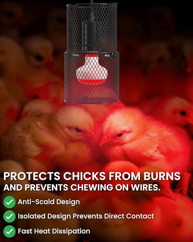 GlowUp Retractable Reptile Heat Lamp Lampshade Holder,150 Watt Ceramic Heat Emitter Guard with Anti-hot Bracket,ON/Off Switch for Chick,Lizard,Snake,Turtle,Plant (Bulb Not Included)
