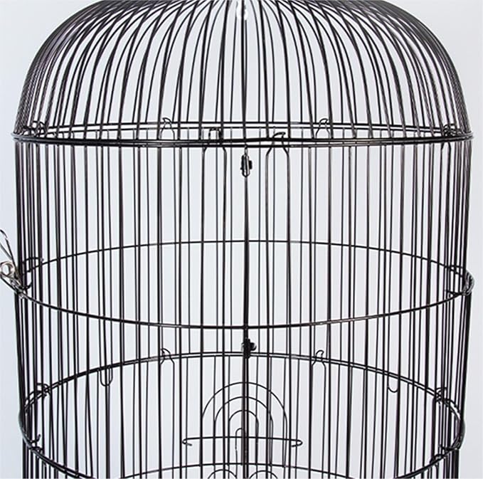 Bird Cage Parrot Cage Metal Bird Cage Round Bird House Carrier Wrought Iron Birdcage Portable Durable Bird Carriers for Indoor Flight Birdcage(Black,34 * 70cm)