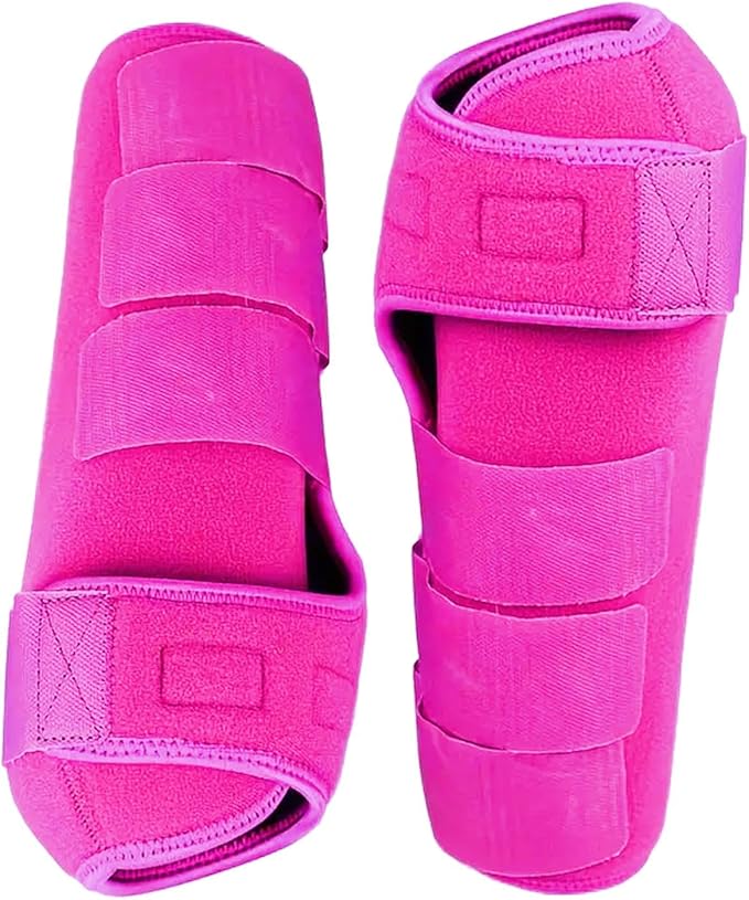Generic 4Pcs Horse Boots Leg Protectors Adjustable Comfortable Neoprene Reusable Breathable Horse Protectors Equipment Set, Rose Pink, M