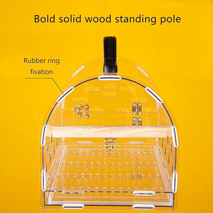 Multifunctional Bird Cage Acrylic Clear Carriers Box with Standing Perch for Outdoor Walking Travel Birdcage Acrylic Cage