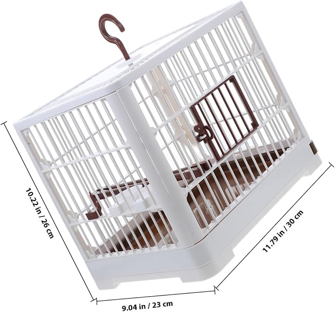 Portable Bird Travel Cage with Handle for Parakeets Small Birds and Pigeons Lightweight Plastic Carrier with Ventilation Removable Tray for Easy Cleaning Outdoor Flight Cage for
