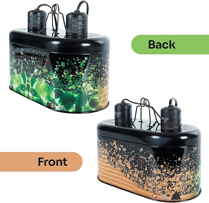 WACOOL Reptile Dome Light Dual Fixture for 2 Light Bulbs, Optical Reflector Lampshade for Tropical Desert Reptile Heat Lamp UVB Light Dual Combo Kit with 2 Independent Switches