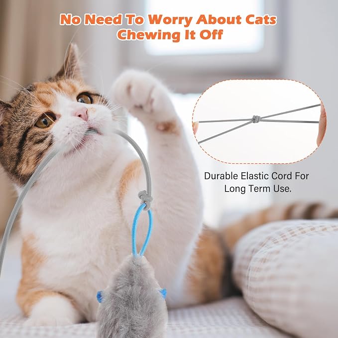 Interactive Cat Toy, Flapping Bird & Rotating Feather Teaser for Indoor Cats, Hanging Doorway Cat Toys with Fishing Pole for Exercise, Boredom Relief & Fun Games - Image 9