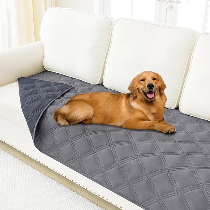 Smiry Waterproof Dog Bed Cover Blanket 30x82, Soft Reversible Pet Blanket, Washable Leakproof Cats Dogs Couch Cover for Sofa, Couch, Furniture, Lattice, Grey/Dark Grey