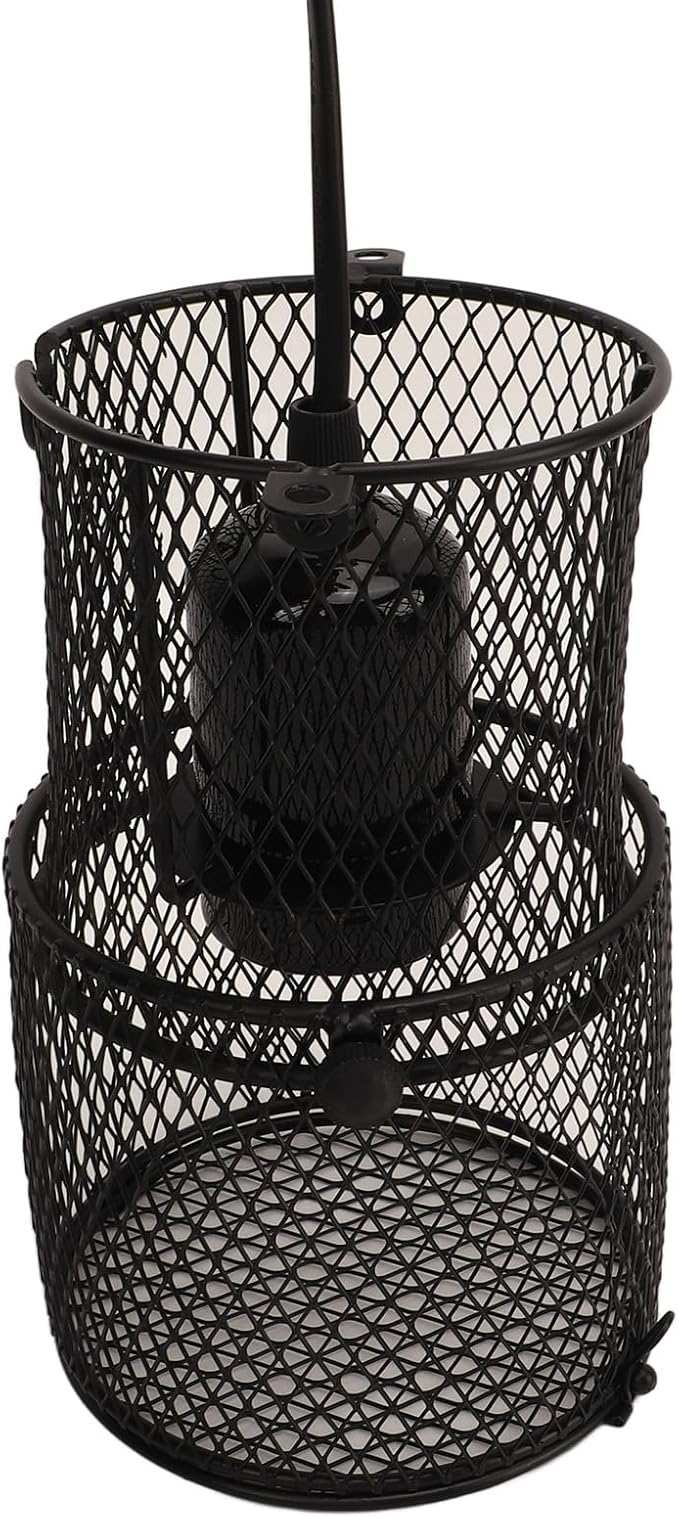 Fafeicy Retractable Reptile Heat Lamp Guard, Avoid Scald with E27 Ceramic Lamp Holder, Safety Protector (US Plug 110‑120V 300W)