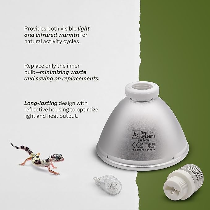 Reptile Systems Eco Halogen – White 25w – Lamp for Reptiles & Amphibians – Light for Tanks, Vivariums & Crested Geckos