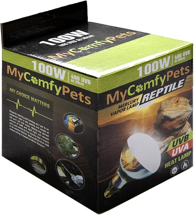 UVB Light and UVA 2-in-1 Reptile Bulb 100W for Bearded Dragons and All Reptiles (400 UVB)