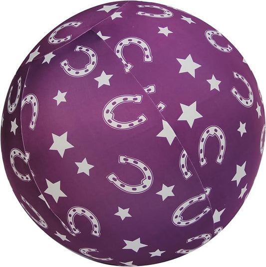Horse Ball Cover for 25inch Equine Exercise Balls - Purple Horseshoe Pattern Elastic Protective Cover，Therapy & Training Balls, Washable Material