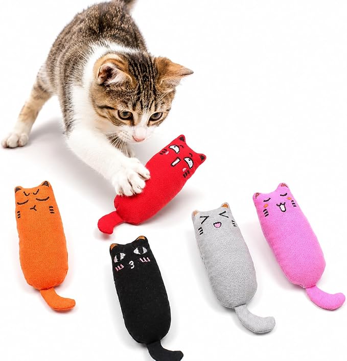 Legendog 5Pcs Bite Resistant Catnip Toy for Cats,Catnip Filled Cartoon Mice Cat Teething Chew Toy - Image 2