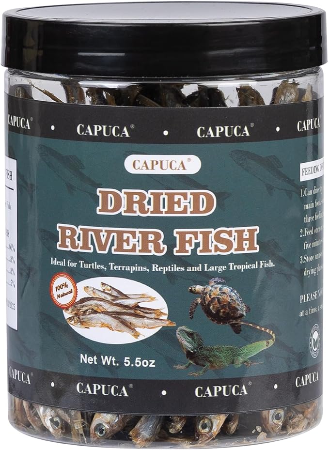 Dried River Fish Minnows - High Protein Natural Food for Turtles, Bearded Dragons, Tropical Fish, Amphibians & Cats (5.5oz)