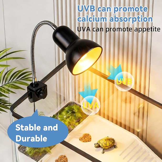 BNOSDM Reptile Heat Lamp, UVA UVB Reptile Light Bulb 25W & 50W Basking Light with 360° Rotatable, Tortoise Heat Lamp for Turtle Lizard Snake Chick Cockatoo