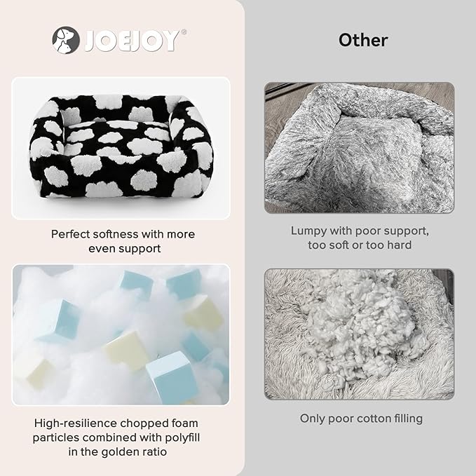 JOEJOY Medium Dog Bed Medium Size Dog, Rectangle Washable Orthopedic Pet Bed with Removable Zipper Cover, Cute Soft Calming Puppy Pet Bed with Jacquard Shaggy Plush & Non Skid Bottom