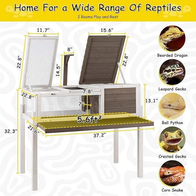 Gowoodhut Turtle Box Tortoise Enclosure with Removable Legs - Turtle & Tortoise Habitat for Indoors & Outdoors - Leakproof Tray & Lamp Holders Included - Breeding Box
