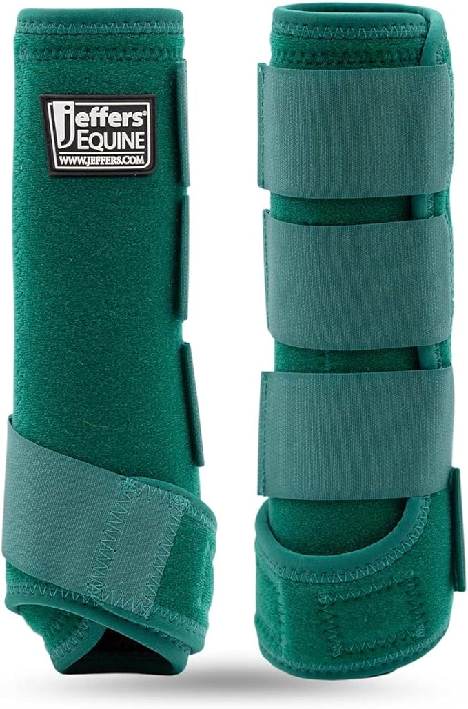 Jeffers Expression Protective Horse Boots, 1 Pair, Small - Safe Neoprene Leg Guards, Durable Strap Closures, Front & Hind Support, Equestrian Accessories for Travel & Riding - Emerald Green