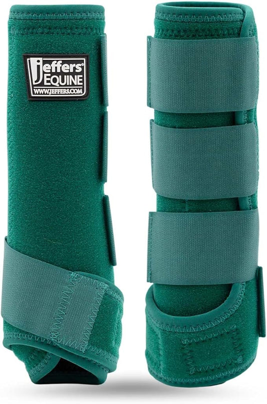 Jeffers Expression Protective Horse Boots, 1 Pair, Small - Safe Neoprene Leg Guards, Durable Strap Closures, Front & Hind Support, Equestrian Accessories for Travel & Riding - Emerald Green