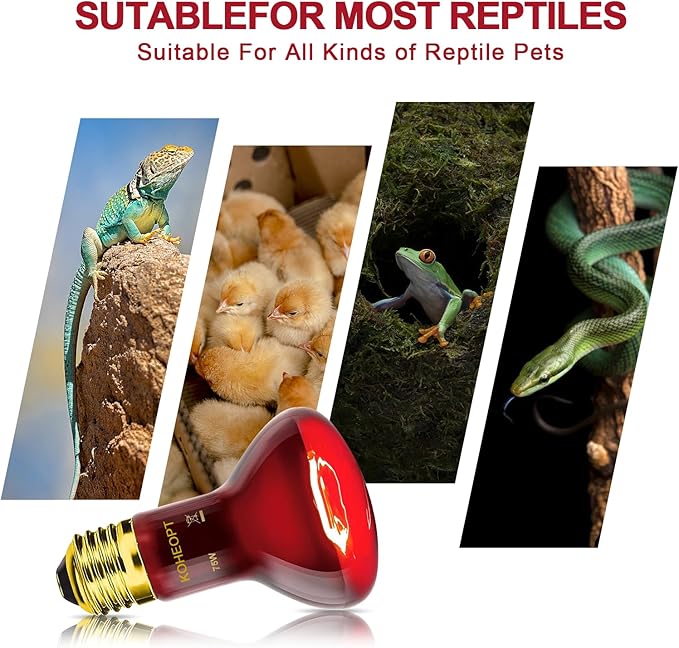 2-Pack 75W Reptile Heat Lamp Bulb, Infrared Heat Emitter Red Heat Lamp for Reptile Amphibian, Infrared Basking Spot Light Bulb,Red Heat Lamp for Chickens、Lizards、Snakes、Turtles