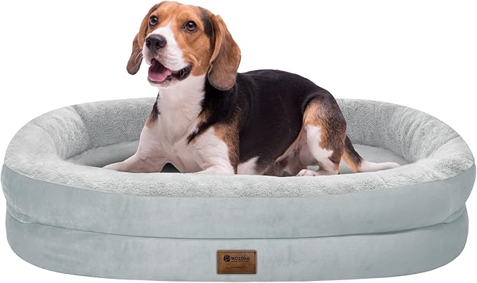 Orthopedic Dog Bed for Medium Dogs, Waterproof Dog Bed with Removable Bolsters, Egg Crate Foam Pet Couch for Medium Size Dog with Machine Washable Cover & Non-Slip Bottom, Silver