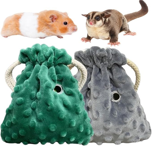 2 Pack Sugar Glider Bonding Pouch - Soft Sleeping Pouch with Breathable Vent & Drawstring Portable Travel Bag Small Animal Carrier for Sugar Glider Squirrel Hamster Rats Hedgehog Bird Parrot (2 Pack)