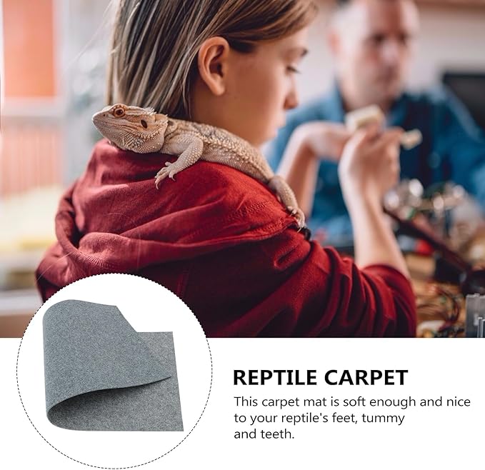 Gadpiparty Reptile Cage Liner Mat Grey Absorbent Substrate Carpet for Lizards Turtles Pet Cage Bedding Reusable Easy-Clean Terrarium Ground Mat for Reptiles