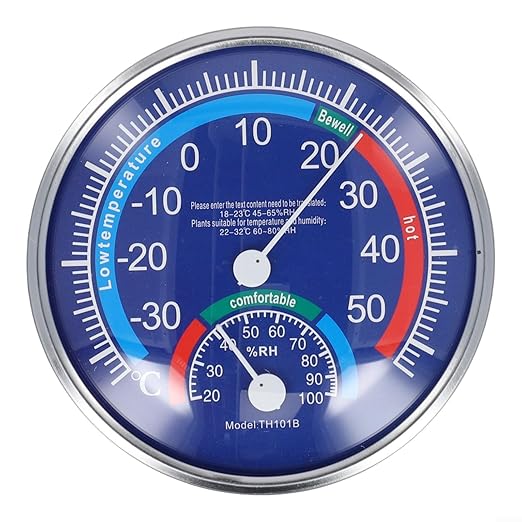 Analogue for Thermometer Hygrometer for Thermal Room Climate Control with Temperature and Humidity Measurement for Indoor and Outdoor Use (Blue)