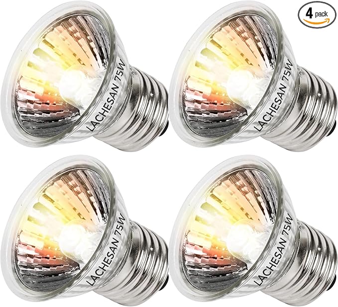 Turtle Heat Bulb 75W UVA Bulbs, Fit E26 Reptile Lamp, Light Turtle Heat Lamp for Reptiles and Amphibian Tanks, Terrariums and Cages, Works with Various Lamp Fixtures 4-Pack