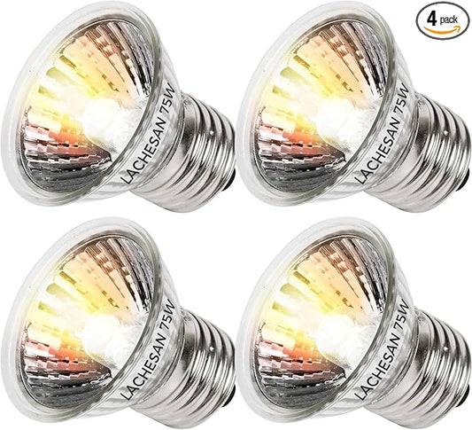 Turtle Heat Bulb 75W UVA Bulbs, Fit E26 Reptile Lamp, Light Turtle Heat Lamp for Reptiles and Amphibian Tanks, Terrariums and Cages, Works with Various Lamp Fixtures 4-Pack